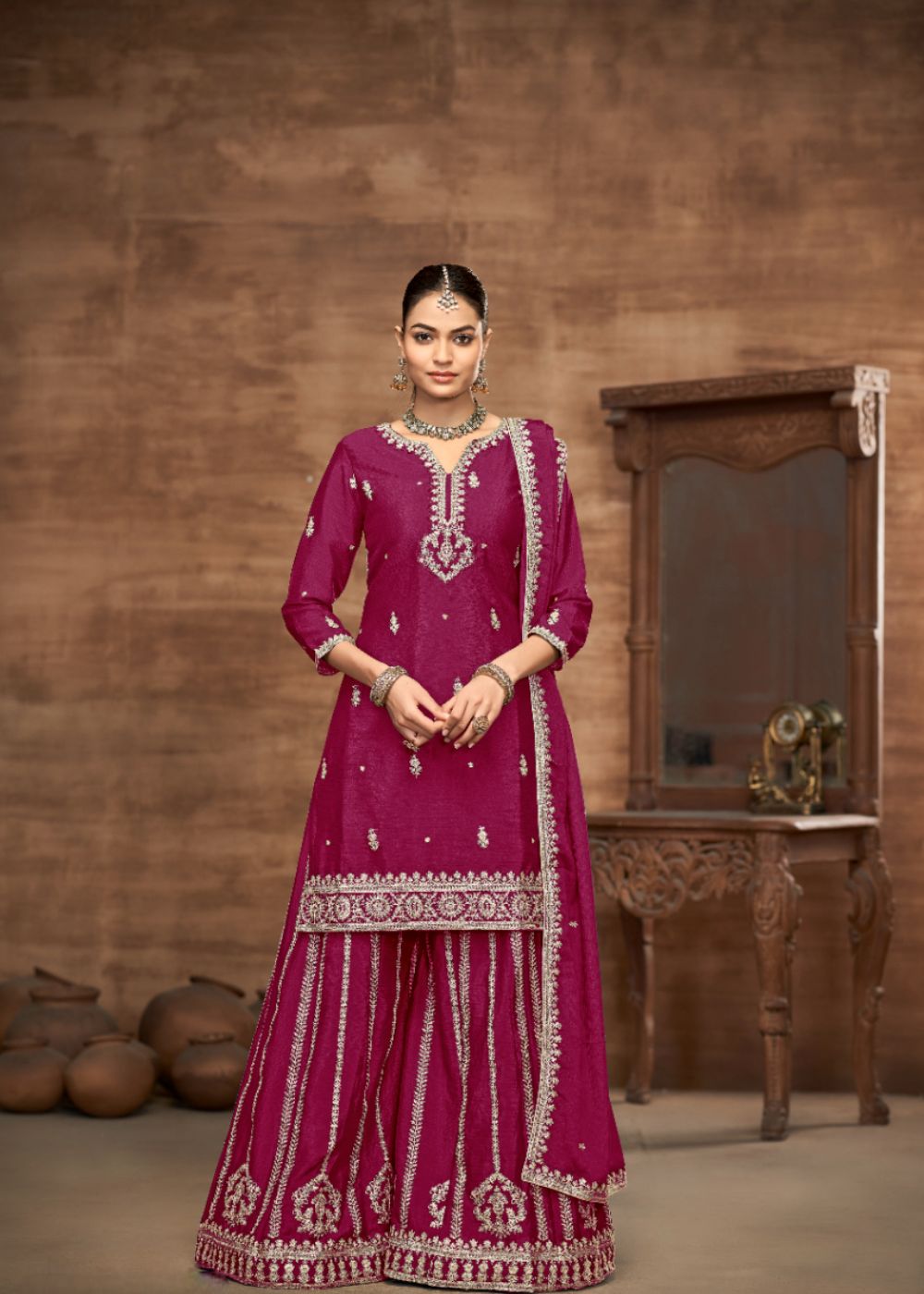 Rani Royale-Designer Chinon Silk Suit Set