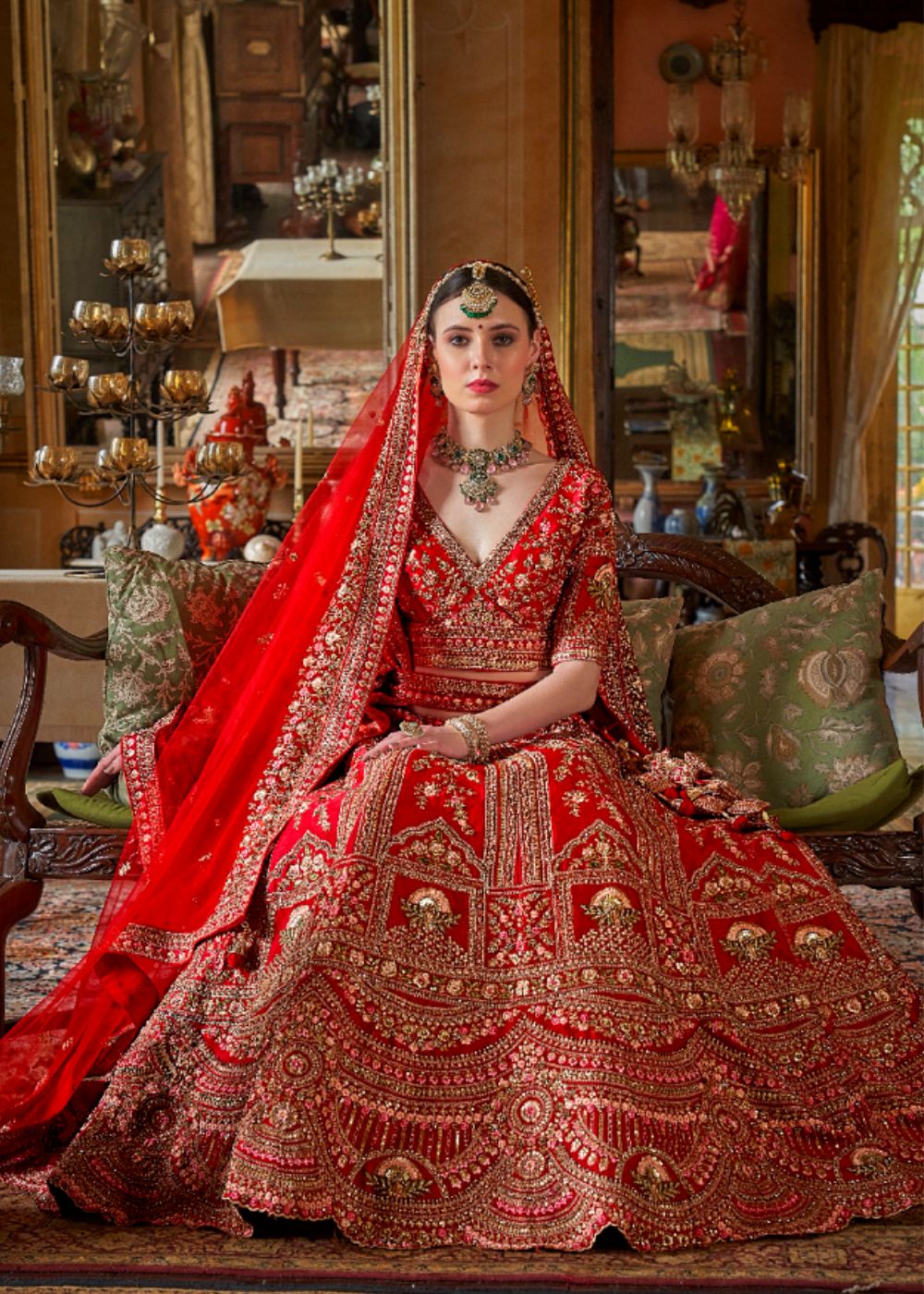 Vermilion Passion & Gold Embers Bridal Lehenga