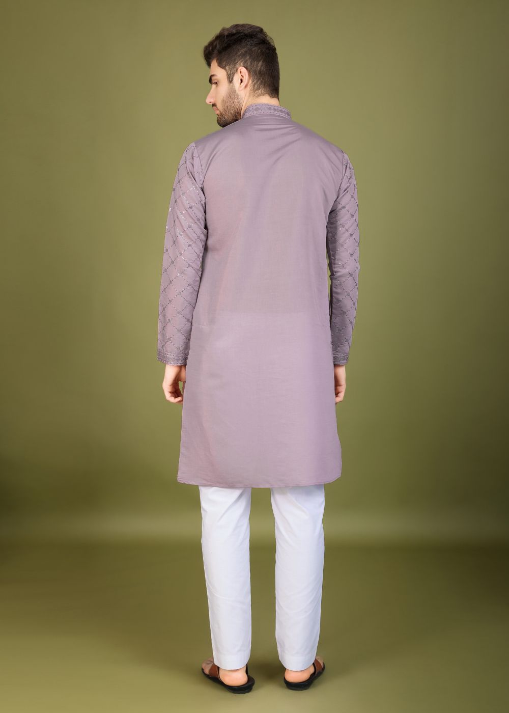 Dusty Peach Charm Embroidered Kurta Set with Dupatta