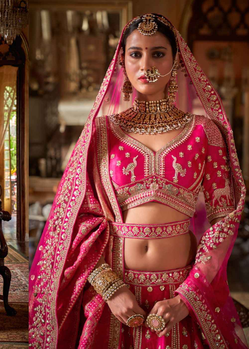 Rose Petal Elegance Double Dupatta Bridal Lehenga