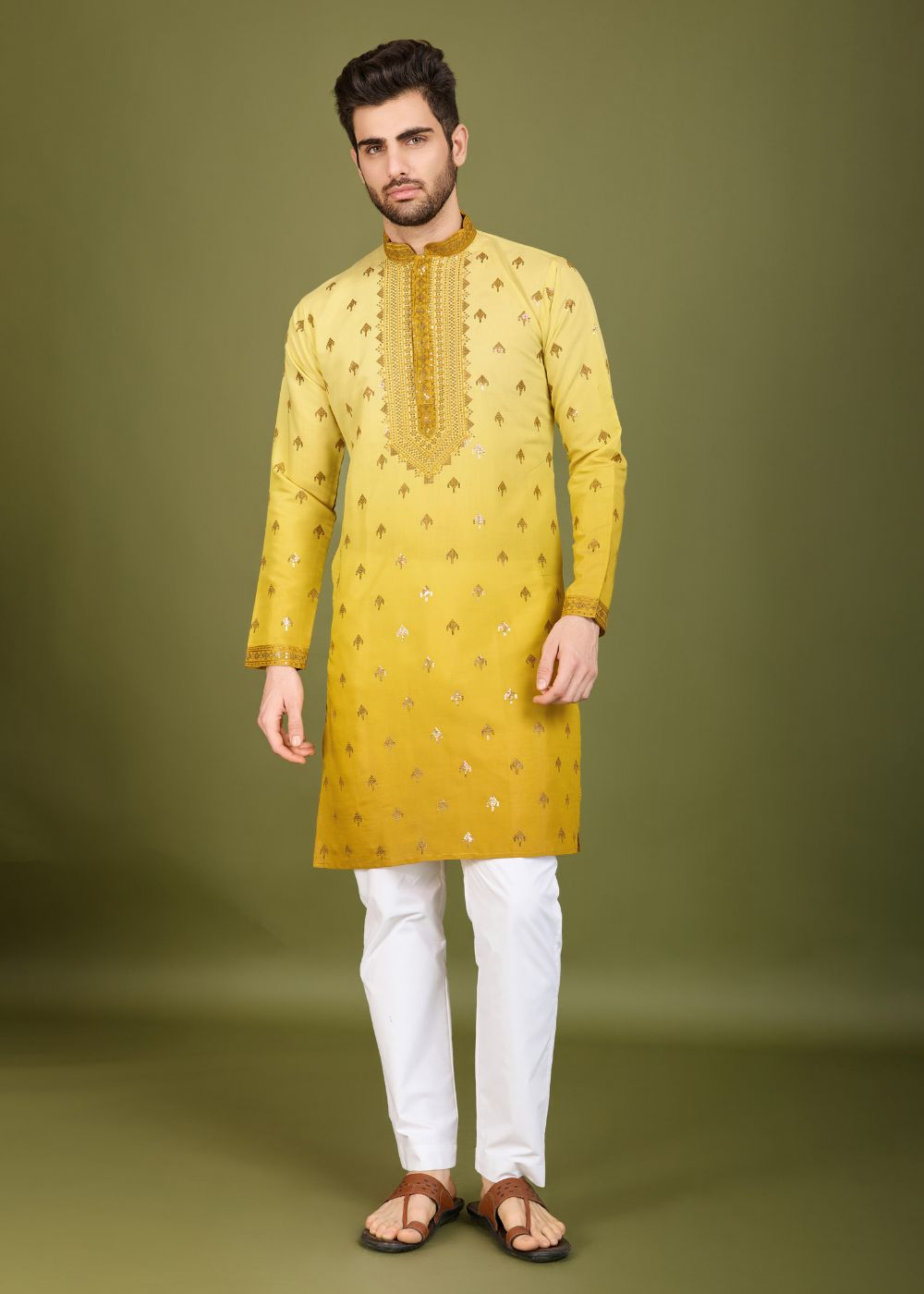 Omber Yellow Regal Kurta – Sunshine Royal Embroidered Kurta