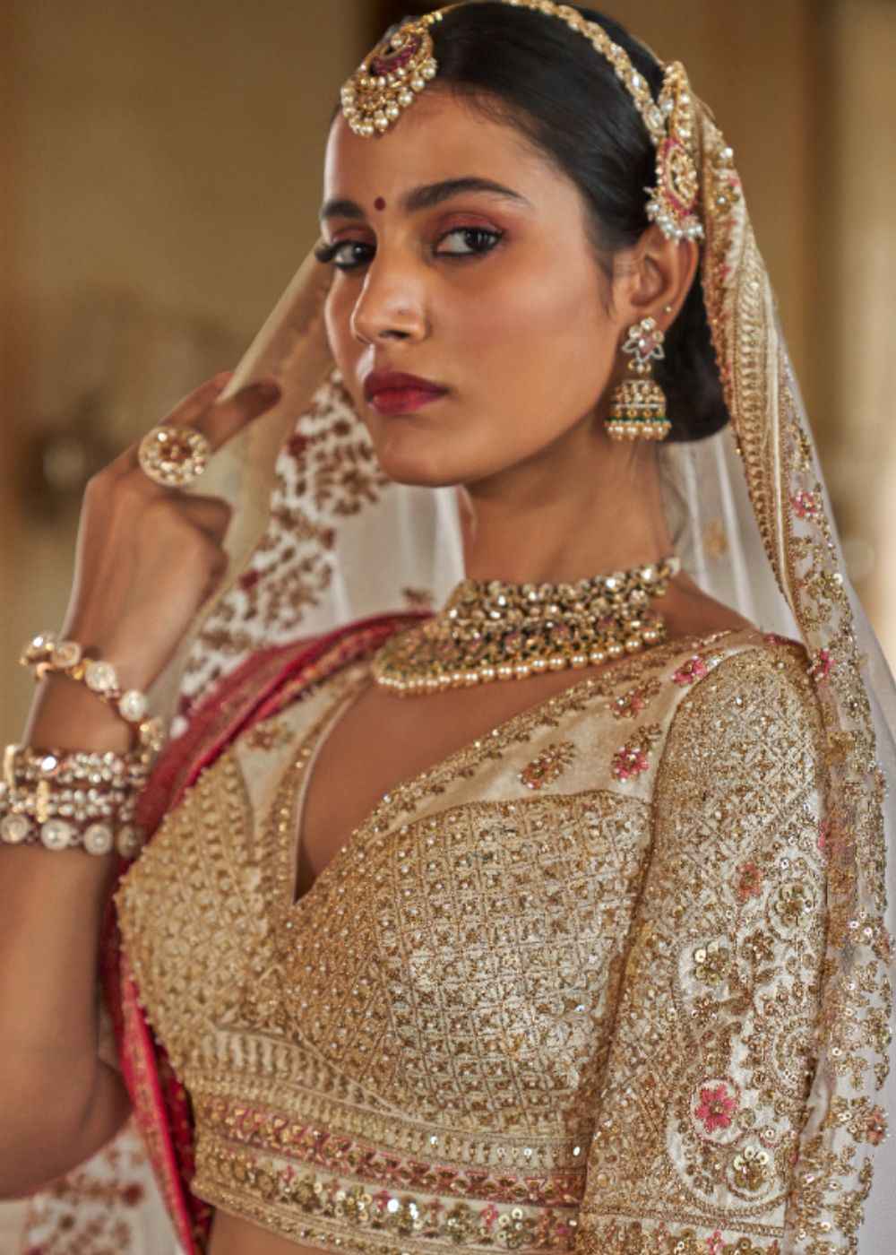 Ivory Grace – Off-White Bridal Lehenga Set with Double Dupatta