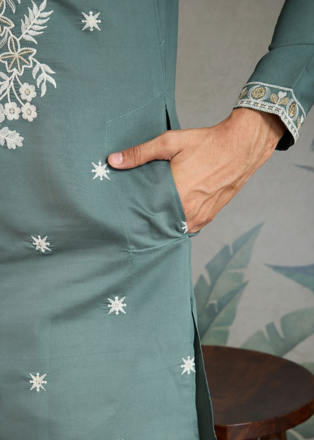 Pista Green Rayon Kurta with Ornamental Embroidery: Elegant Wardrobe Pick