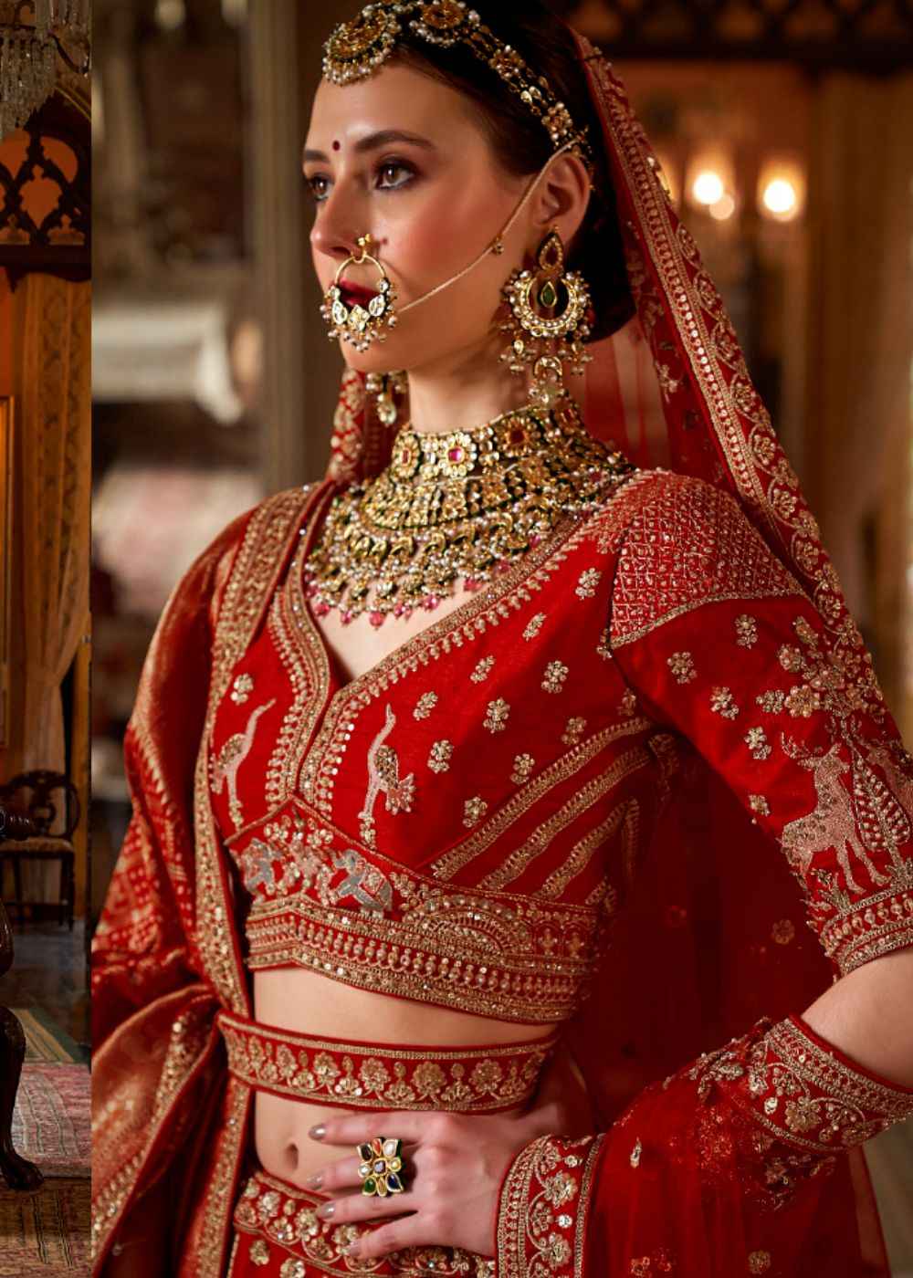 Ruby Radiance Splendor Double Dupatta Bridal Lehenga