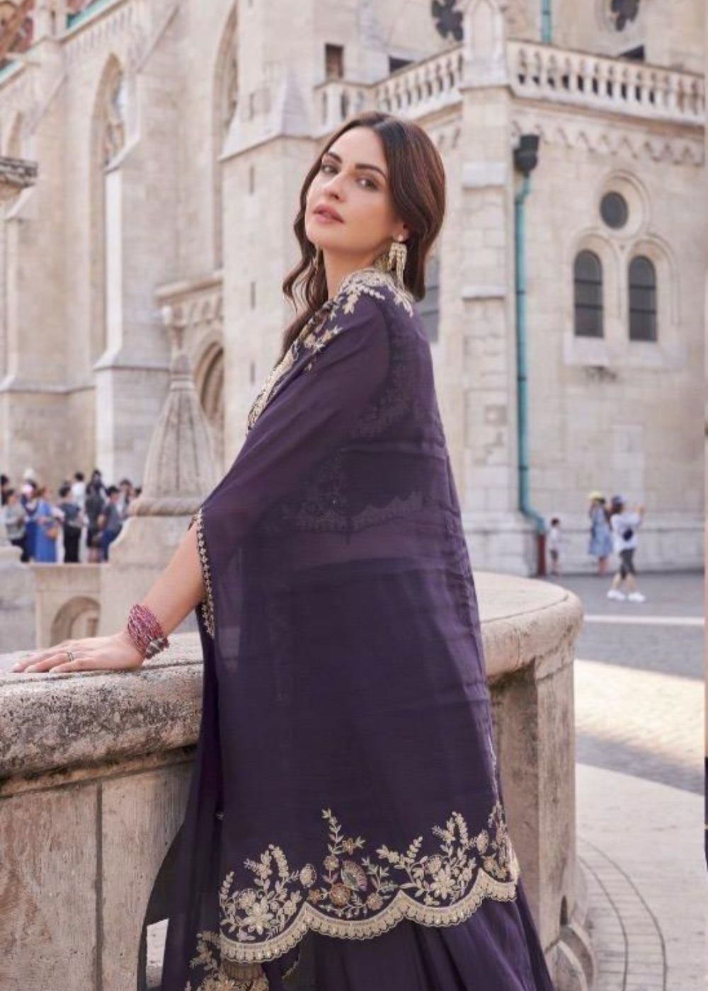 Aafreen Navy–Indo-Western Embroidered Silk Dress : Elegant Ethnic Wear