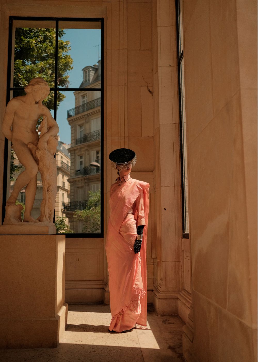 Rosewood Pink Satin Silk Saree with Self-Weaving