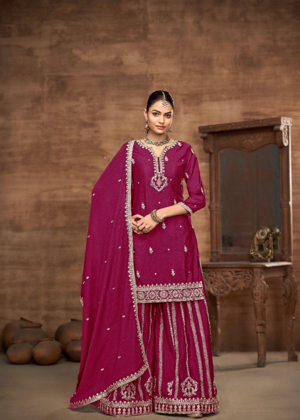 Rani Royale-Designer Chinon Silk Suit Set