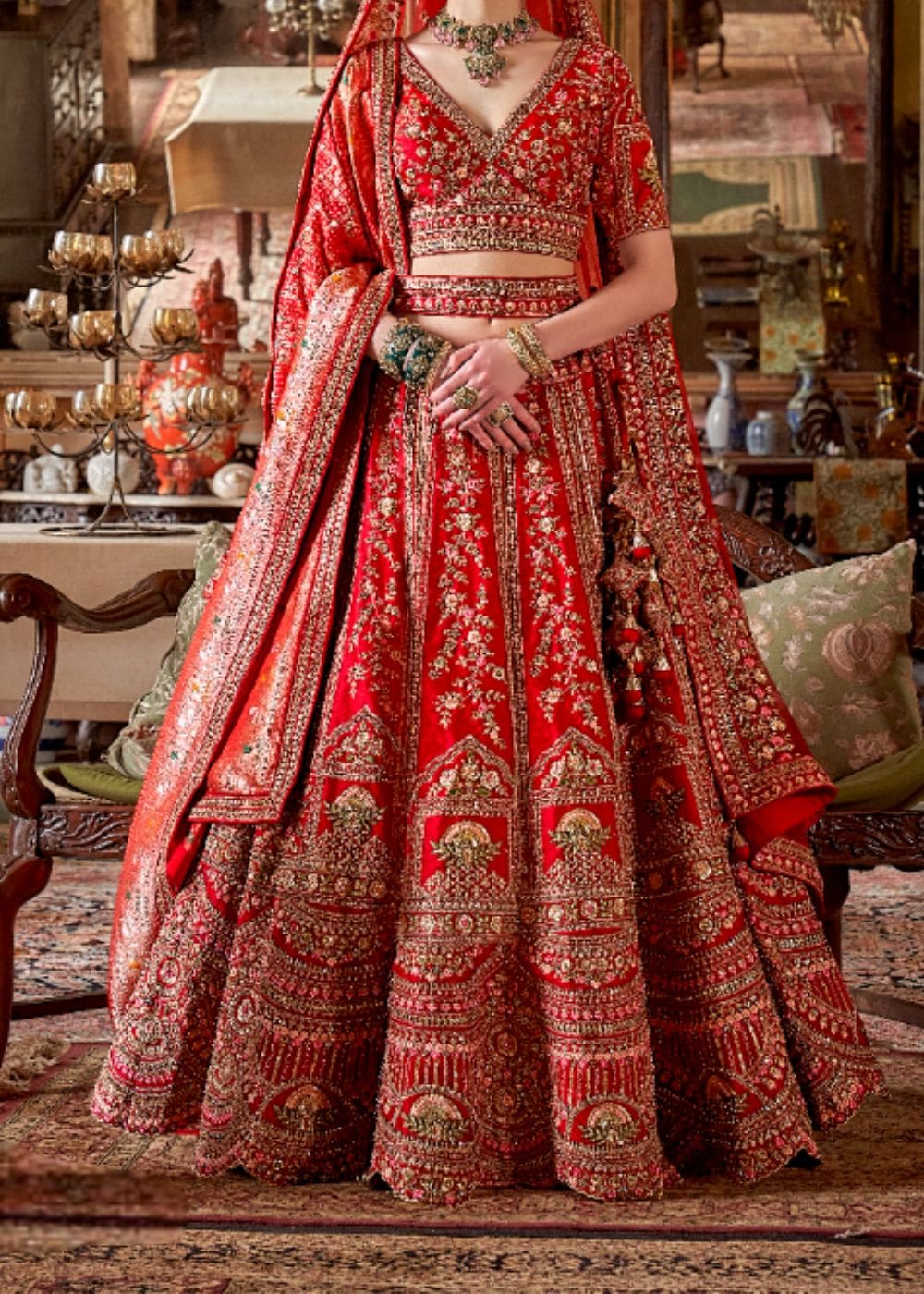 Vermilion Passion & Gold Embers Bridal Lehenga