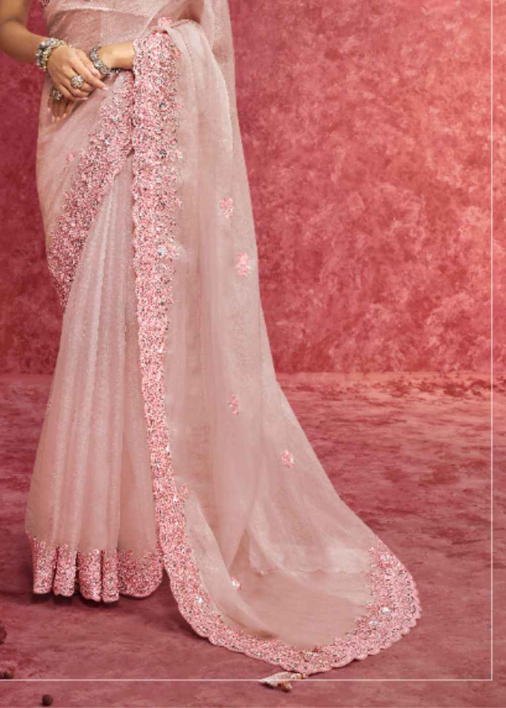 Baby Pink Pure Weave Saree