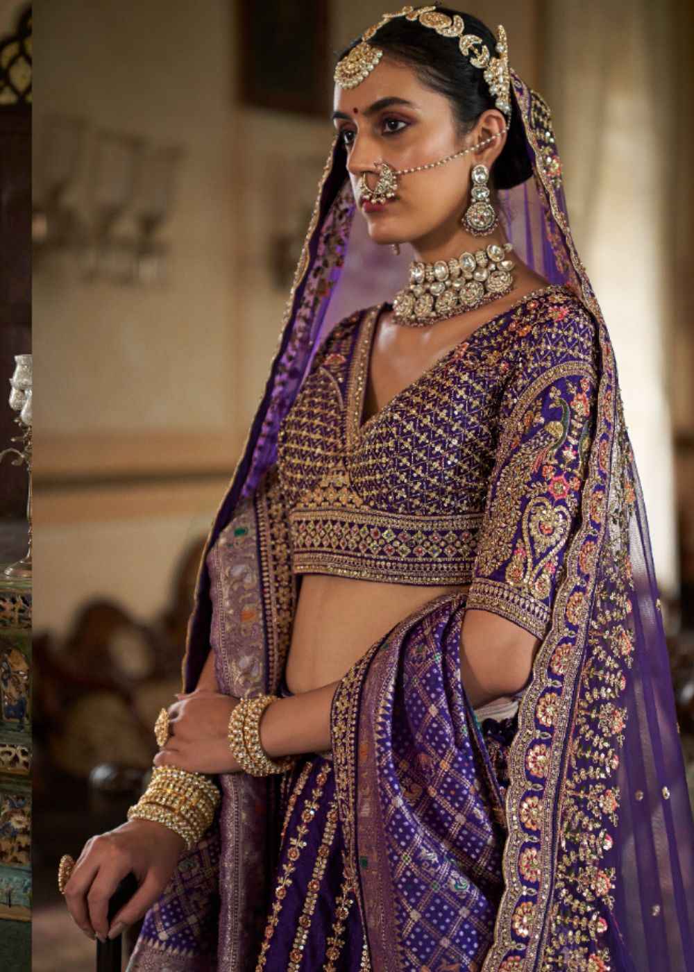 Royal Amethyst – Deep Purple Bridal Lehenga Set with Double Dupatta