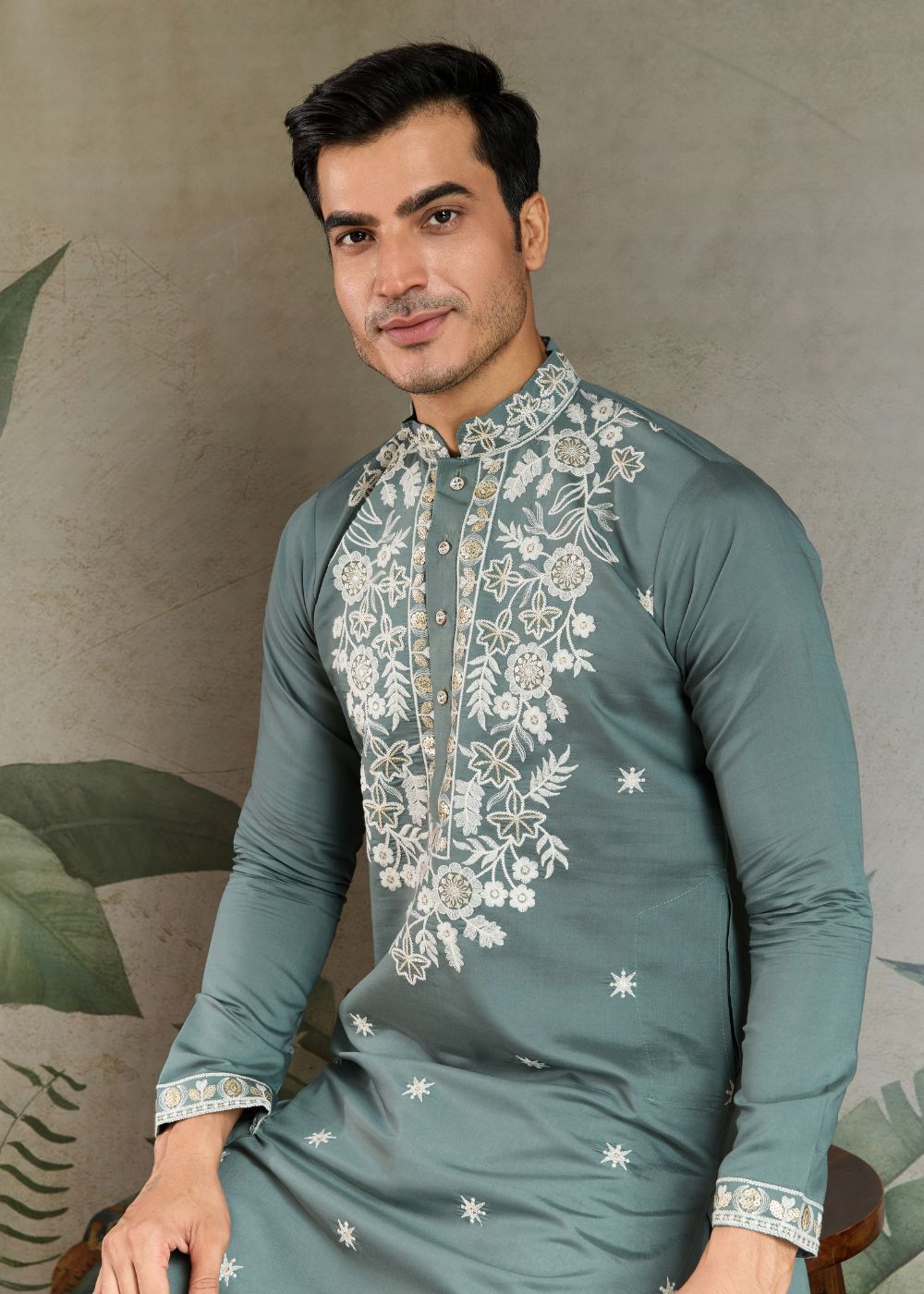 Pista Green Rayon Kurta with Ornamental Embroidery: Elegant Wardrobe Pick