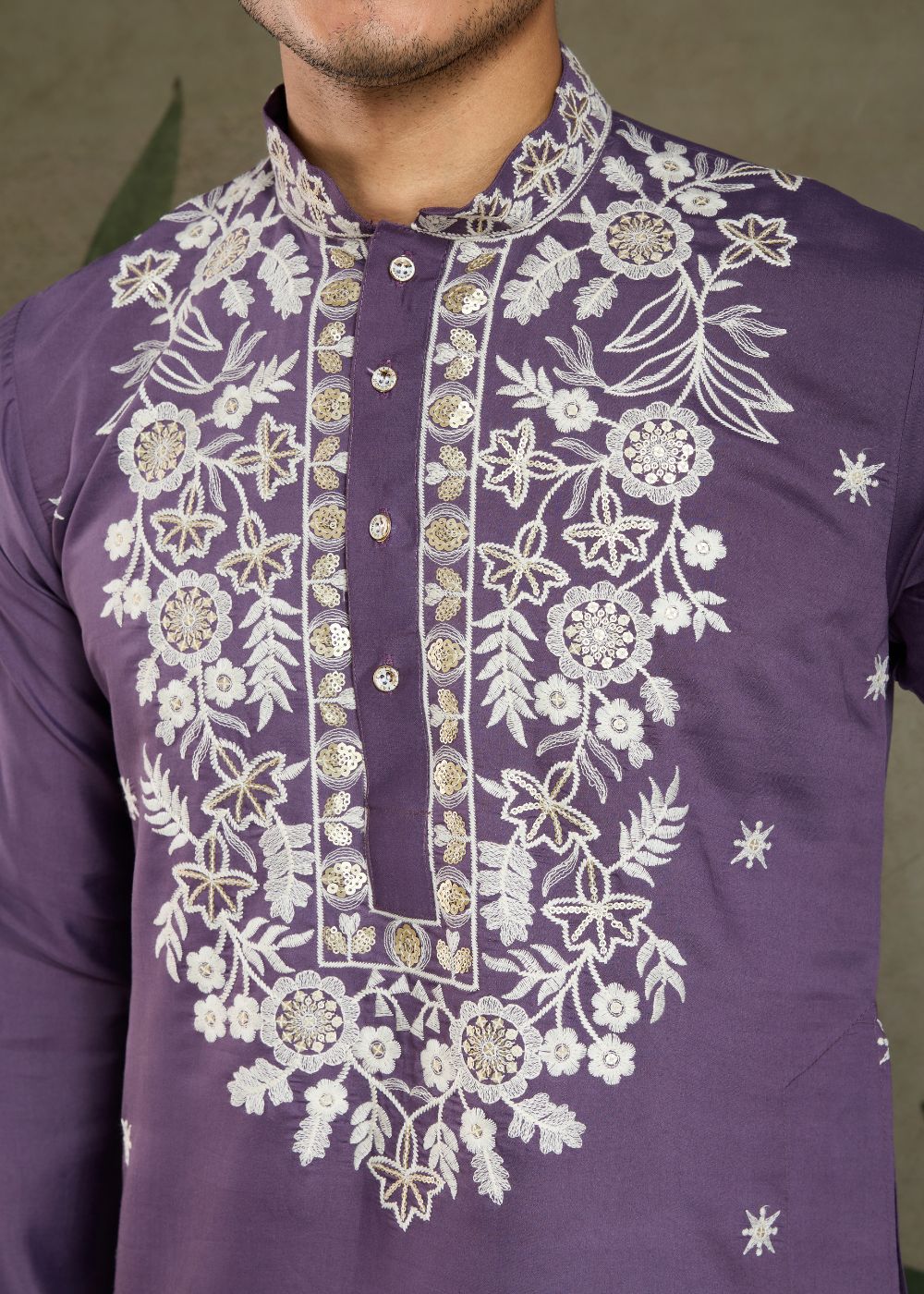 Pastel Purple Rayon Kurta with White Royal Embroidery: Festive Must-Have