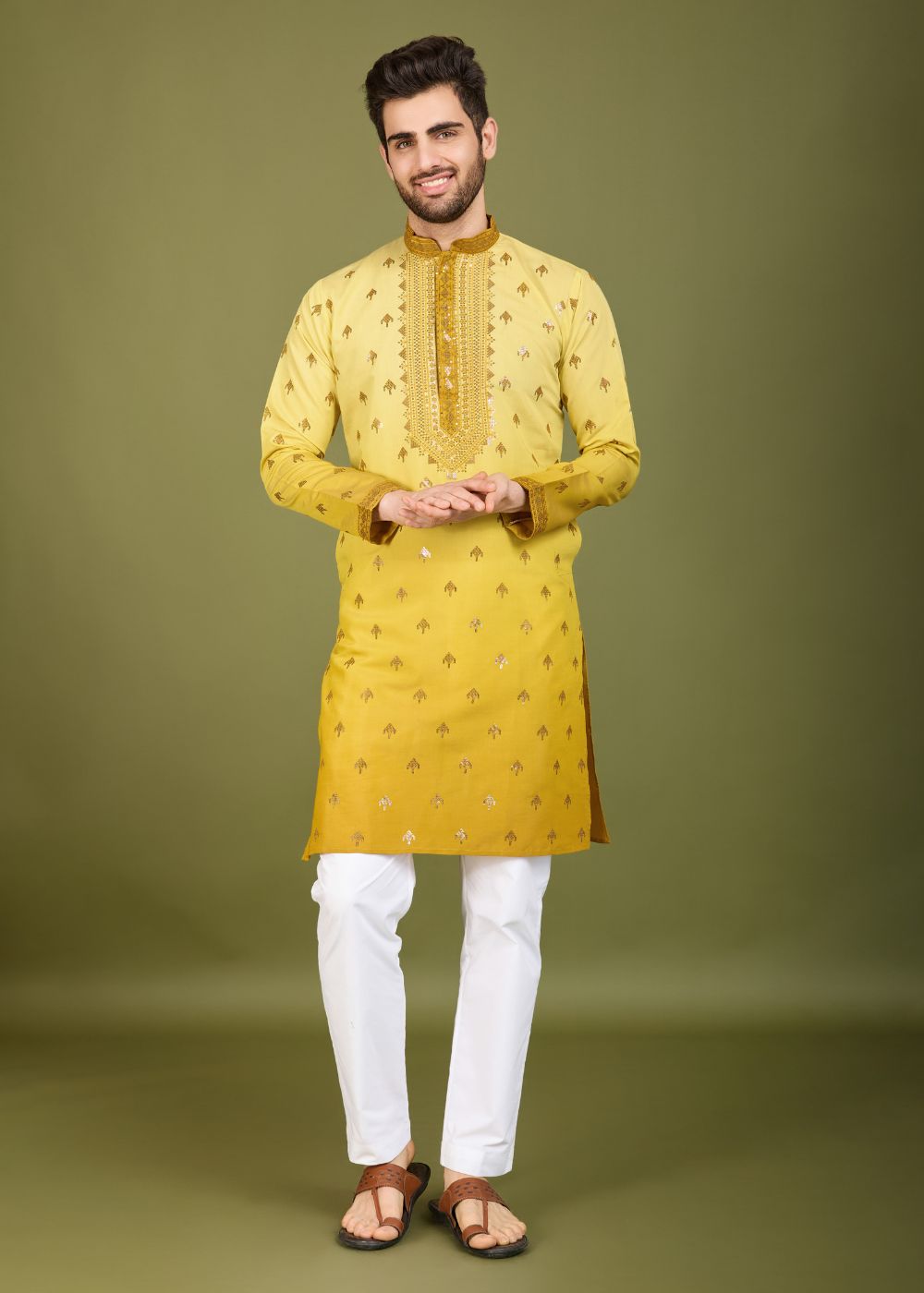 Omber Yellow Regal Kurta – Sunshine Royal Embroidered Kurta