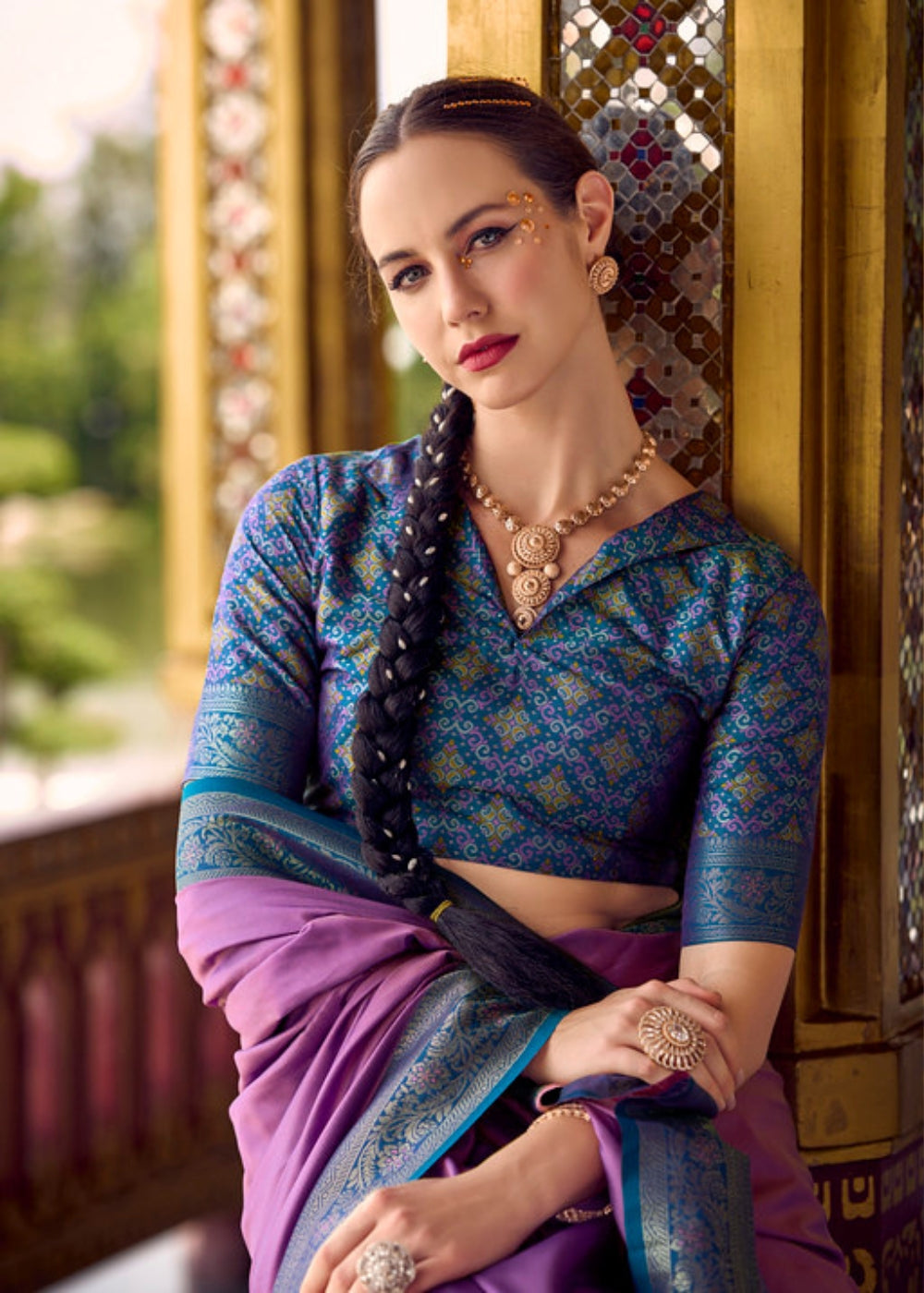 Neel Raag Lavender Blue Soft Silk Saree with Royal Zari Work