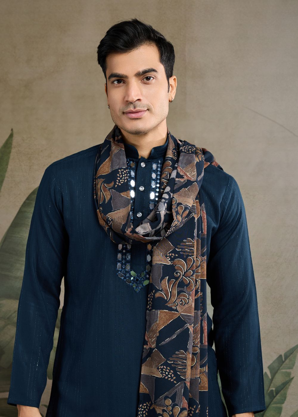 Teal Majesty Zari Mirror Kurta Set with Dupatta