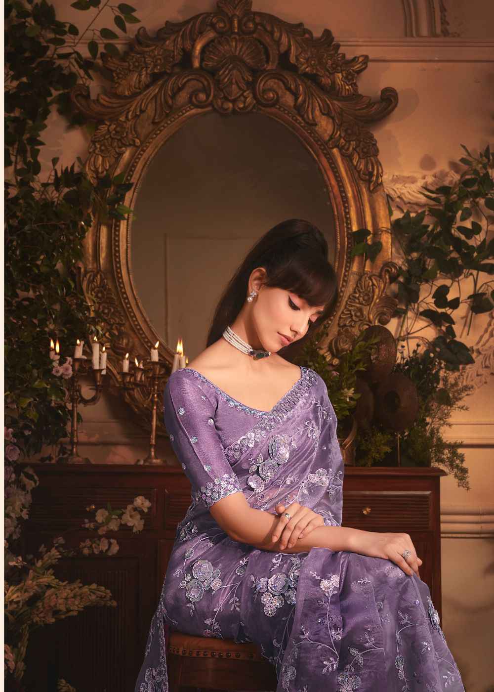 Lavender Mist Tissue Organza Saree