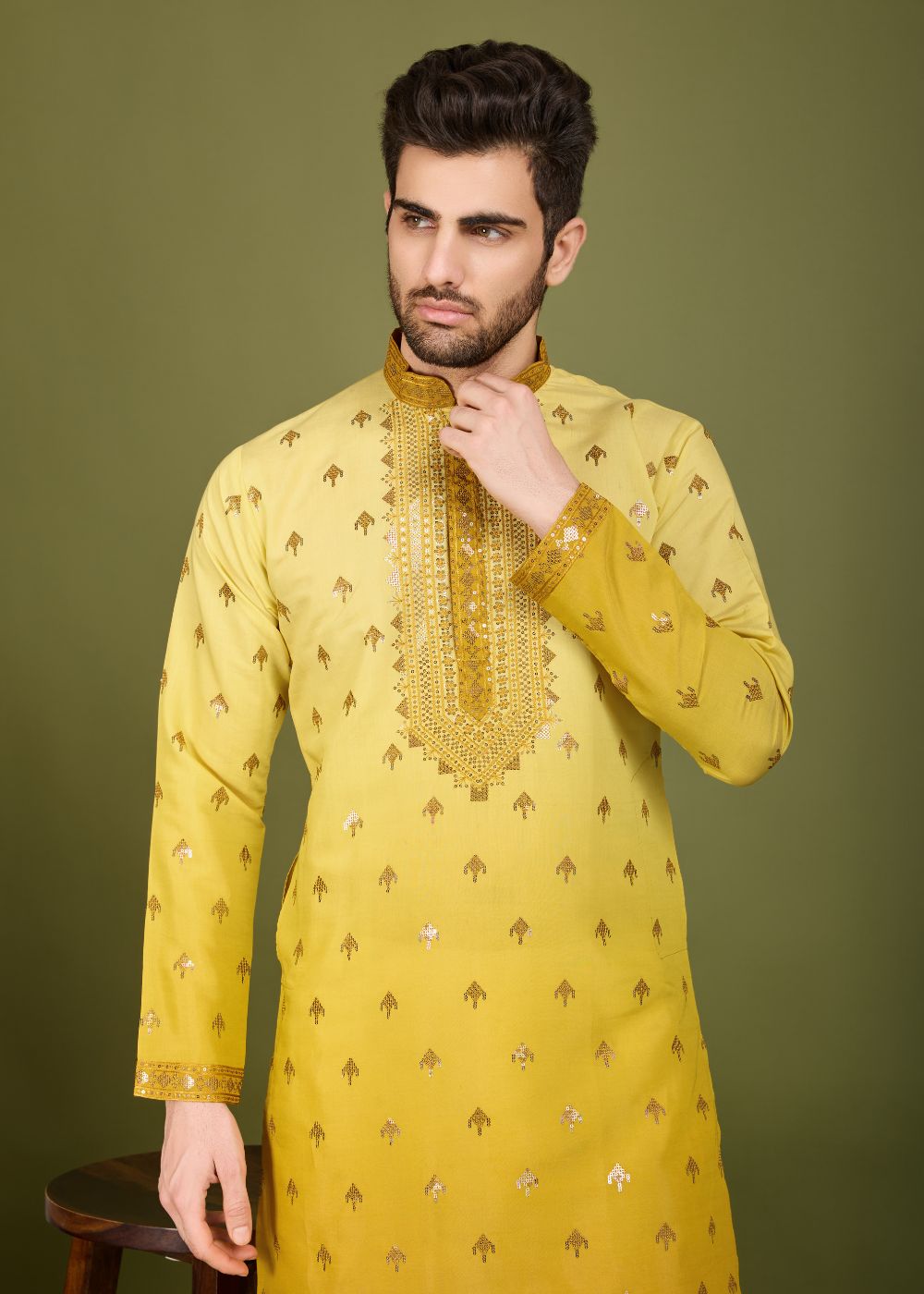 Omber Yellow Regal Kurta – Sunshine Royal Embroidered Kurta