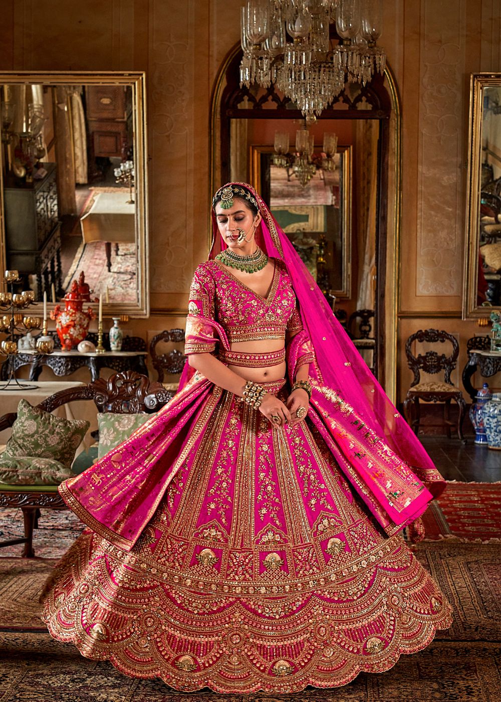 Rose Pink & Coral Delight Bridal Lehenga