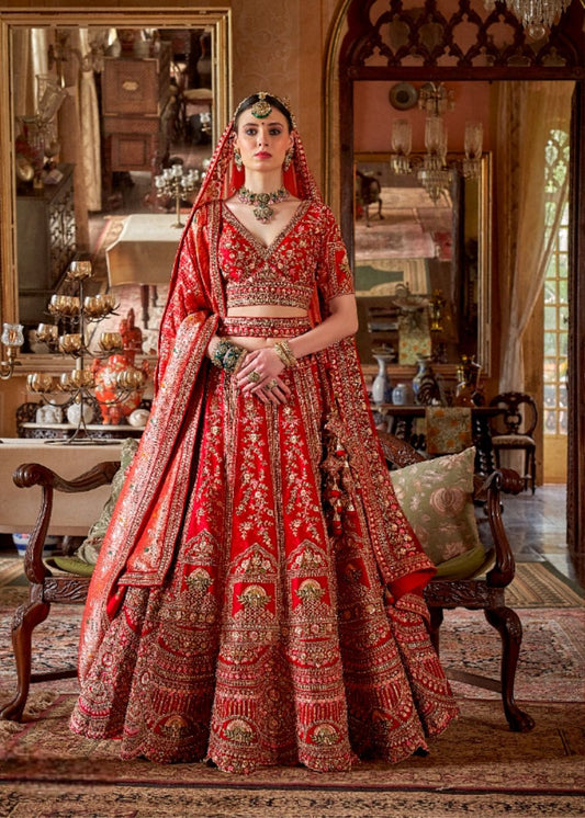 Vermilion Passion & Gold Embers Bridal Lehenga