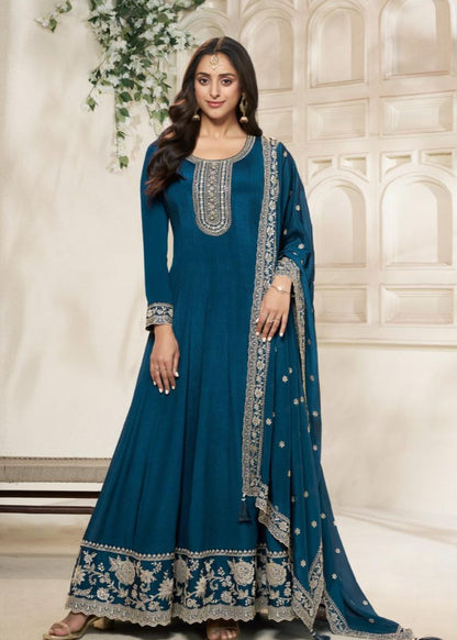 Ocean Breeze Embroidered Chinnon Gown