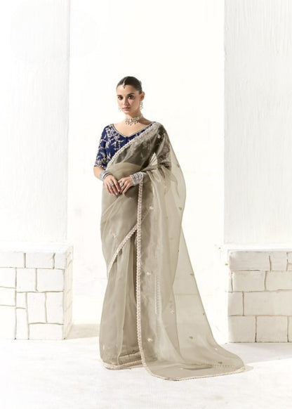 Chandrika-Soft ivory with a hint of shimmer organza silk saree
