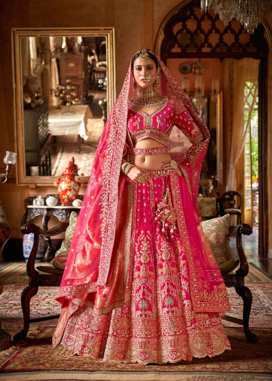 Rose Petal Elegance Double Dupatta Bridal Lehenga