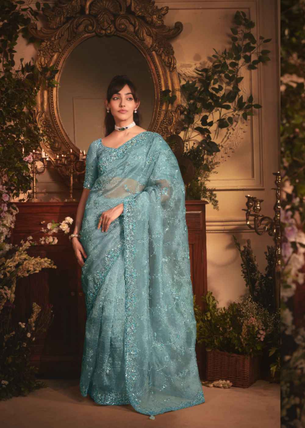 Aqua Dream Tissue Organza Saree