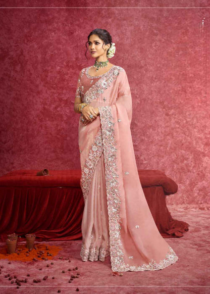Peach Blossom Charm (Casio Work Saree)