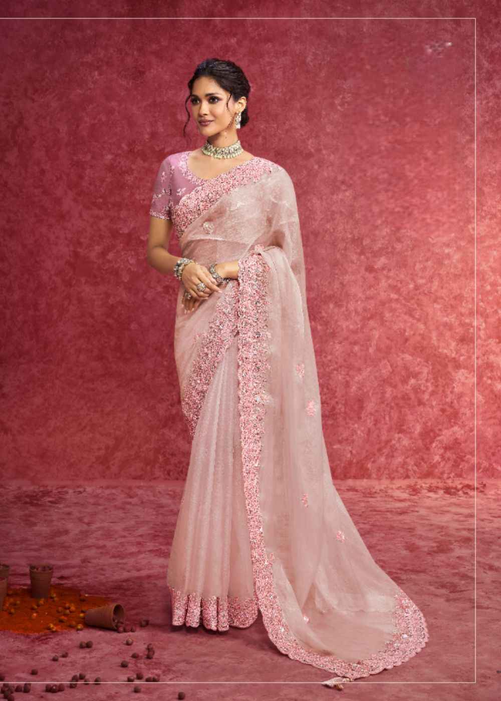 Baby Pink Pure Weave Saree