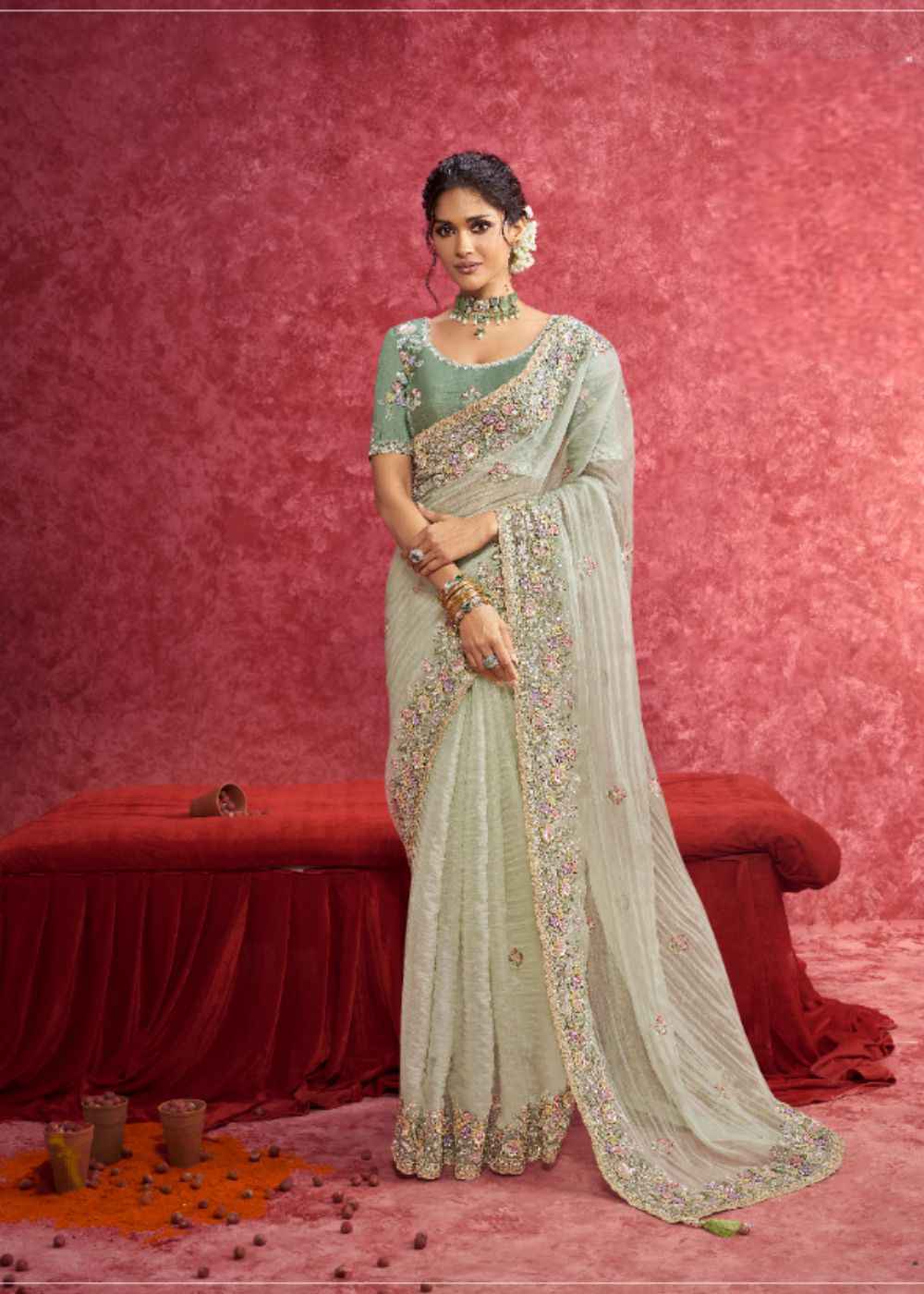 Mint Glow Pure Weave Saree