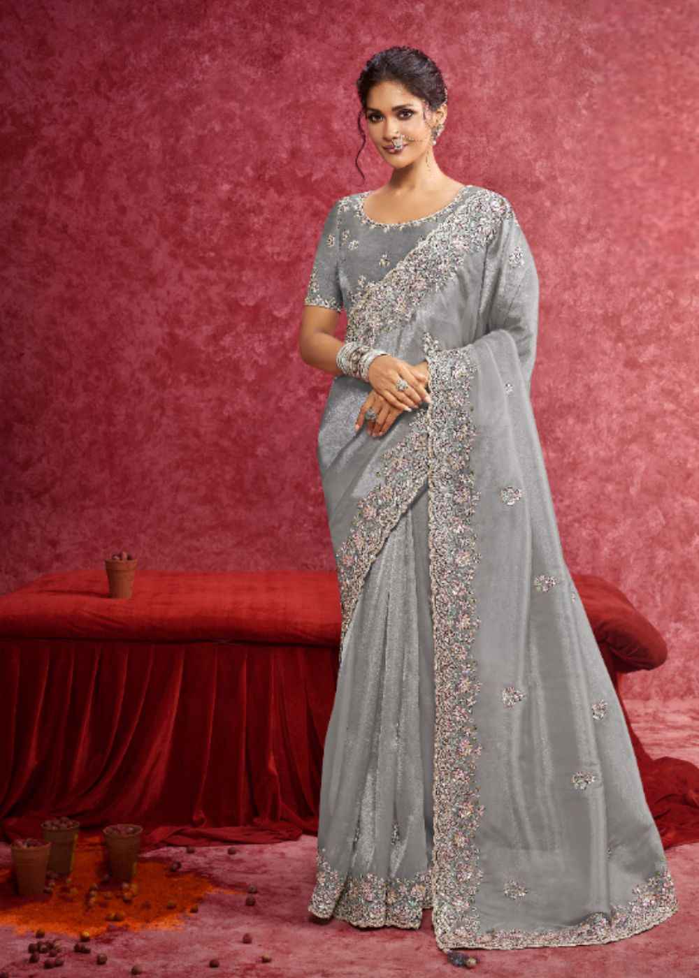 Mystic Grey Siya Silk Saree