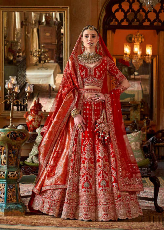 Ruby Radiance Splendor Double Dupatta Bridal Lehenga