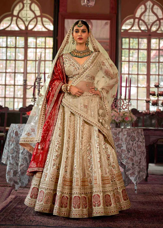 Ivory Pearl Serenity Double Dupatta Bridal Lehenga