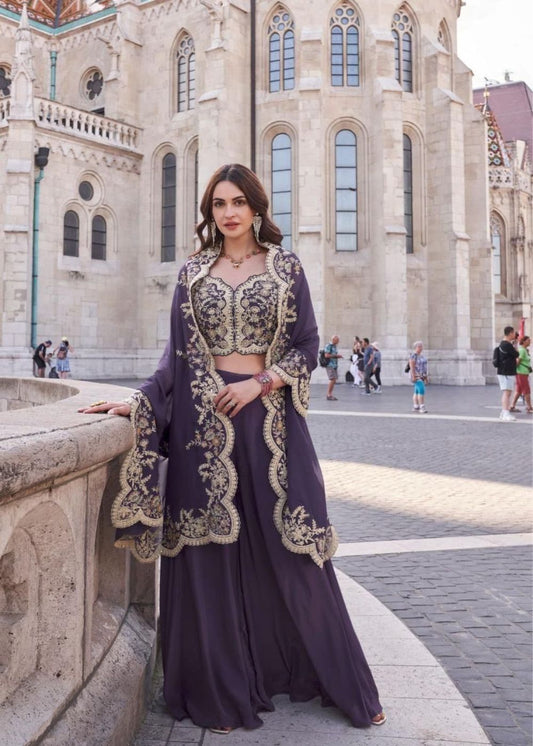 Aafreen Navy–Indo-Western Embroidered Silk Dress : Elegant Ethnic Wear