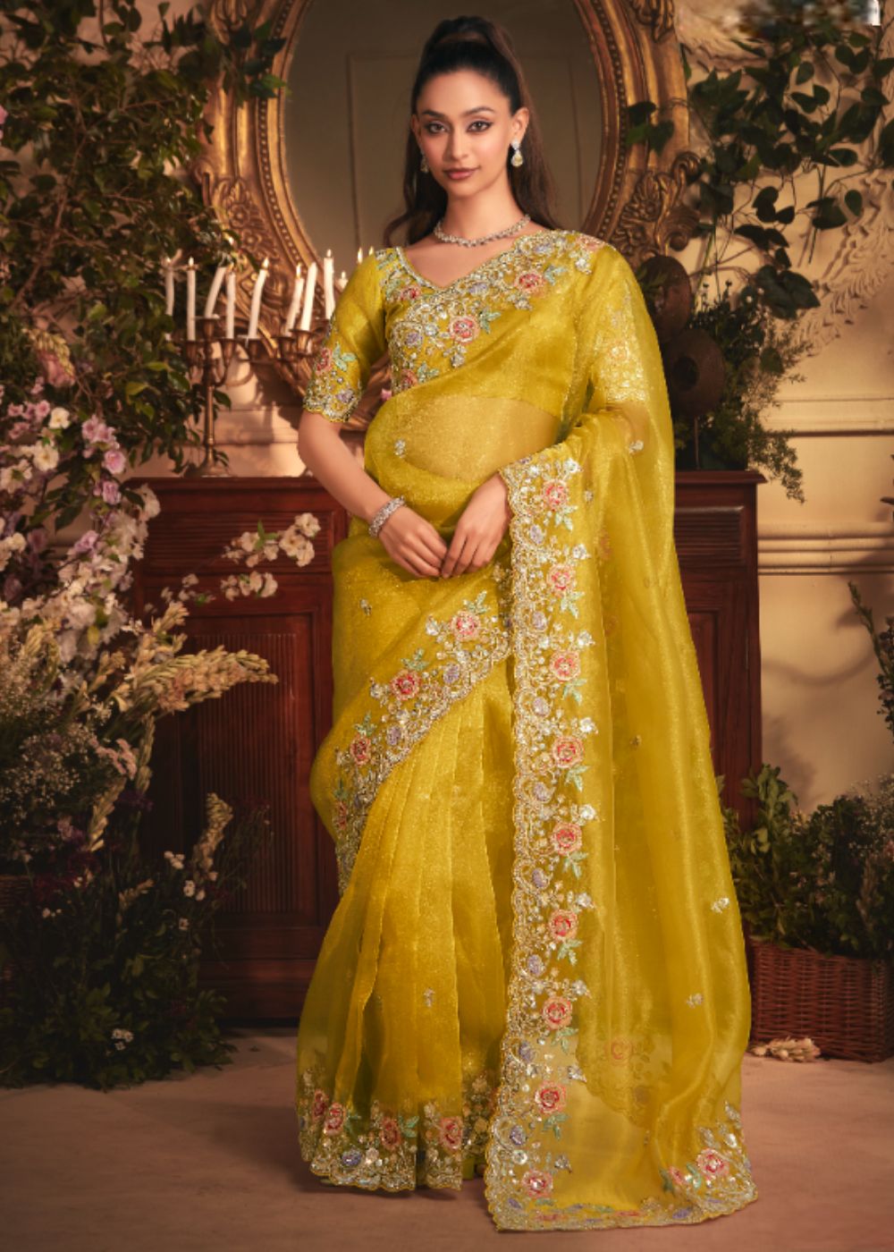 Mustard Sunshine Tissue Organza Saree