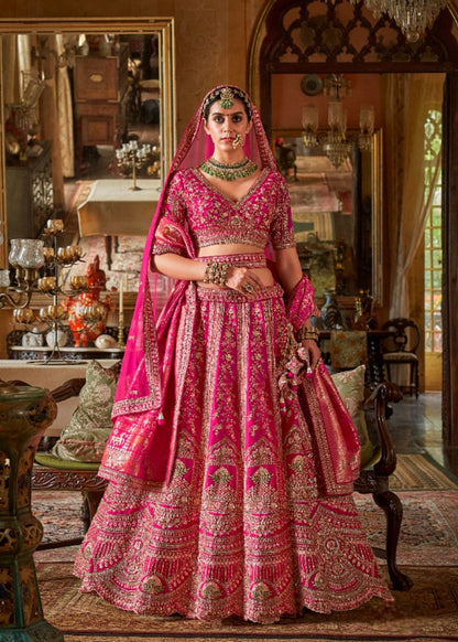 Rose Pink & Coral Delight Bridal Lehenga