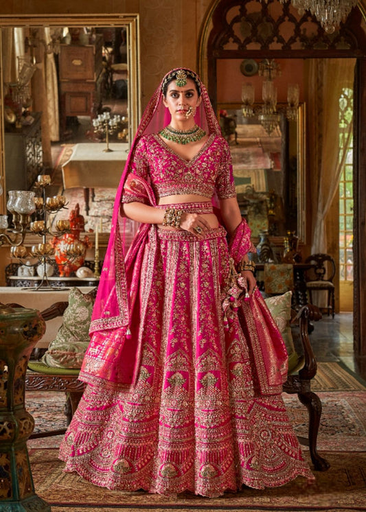Rose Pink & Coral Delight Bridal Lehenga