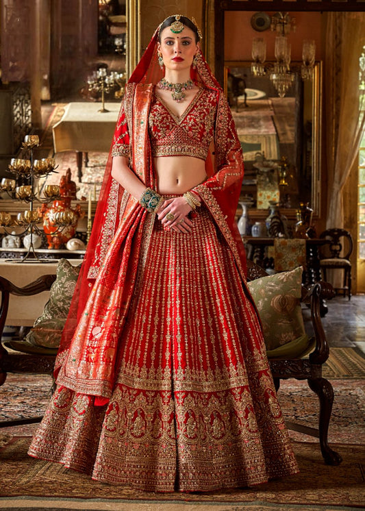 Sunset Ember Glow Double Dupatta Bridal Lehenga