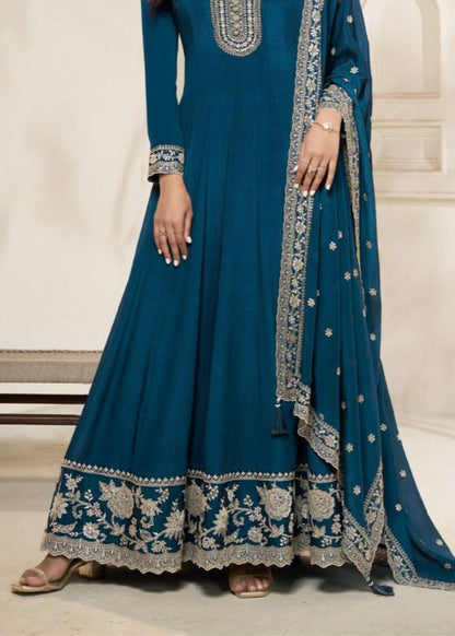 Ocean Breeze Embroidered Chinnon Gown