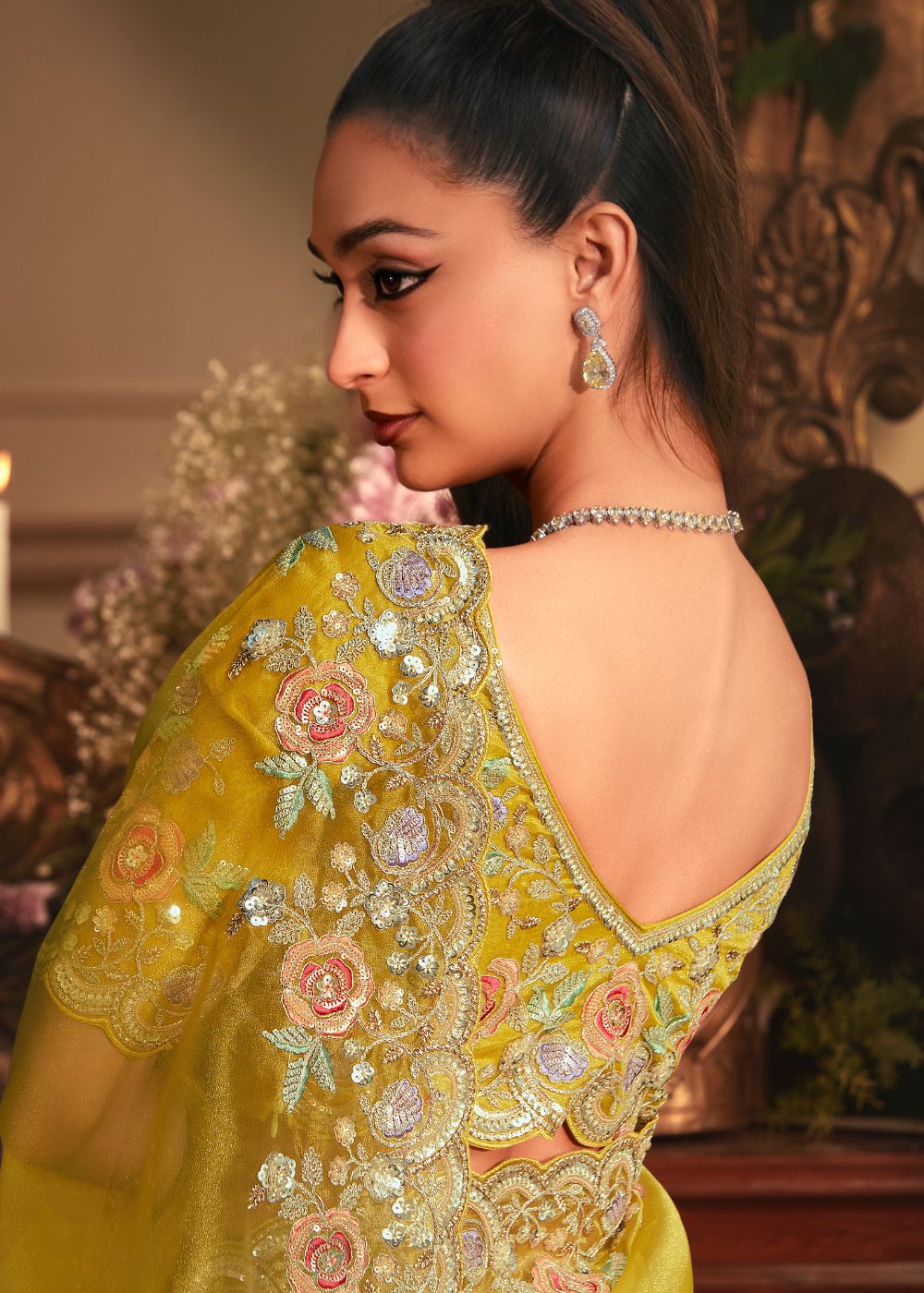 Mustard Sunshine Tissue Organza Saree