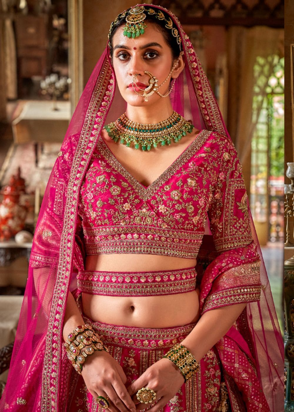 Rose Pink & Coral Delight Bridal Lehenga