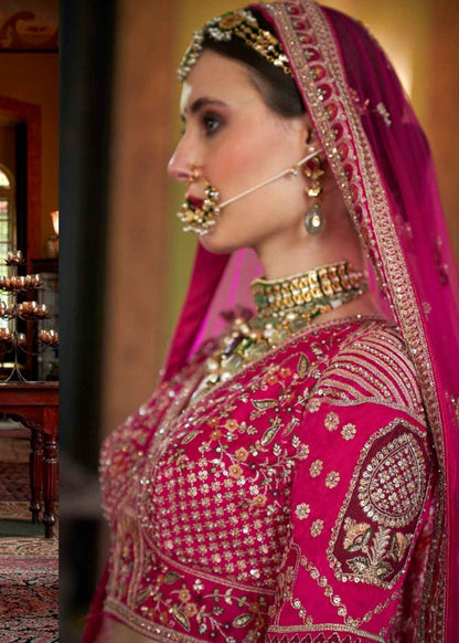 Regal Fuchsia Enchantress Double Dupatta Bridal Lehenga