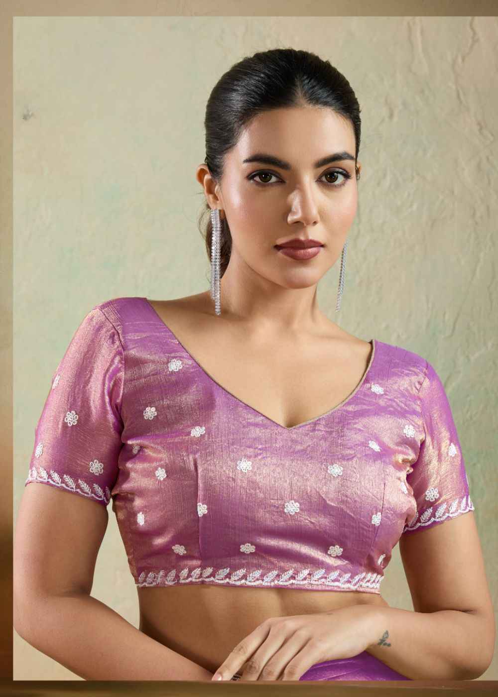 Royal Orchid Velvet Chiffon Saree
