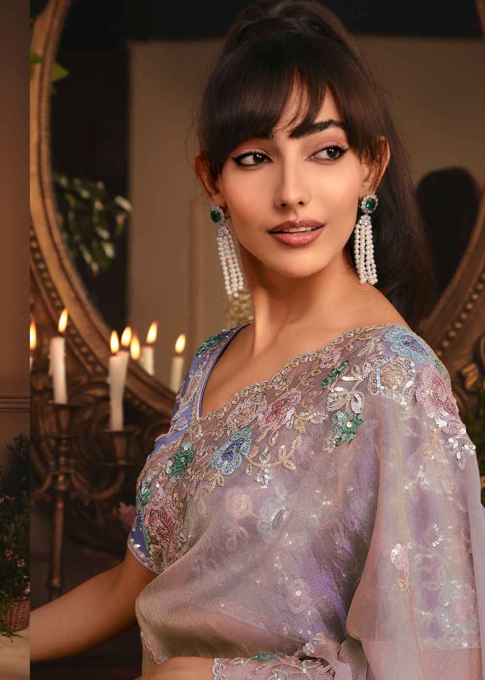 Soft Lilac Tissue Organza Saree