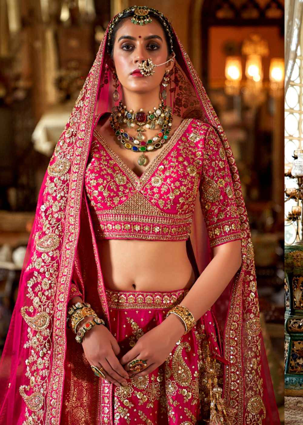 Hot Fuchsia Bliss Double Dupatta Bridal Lehenga