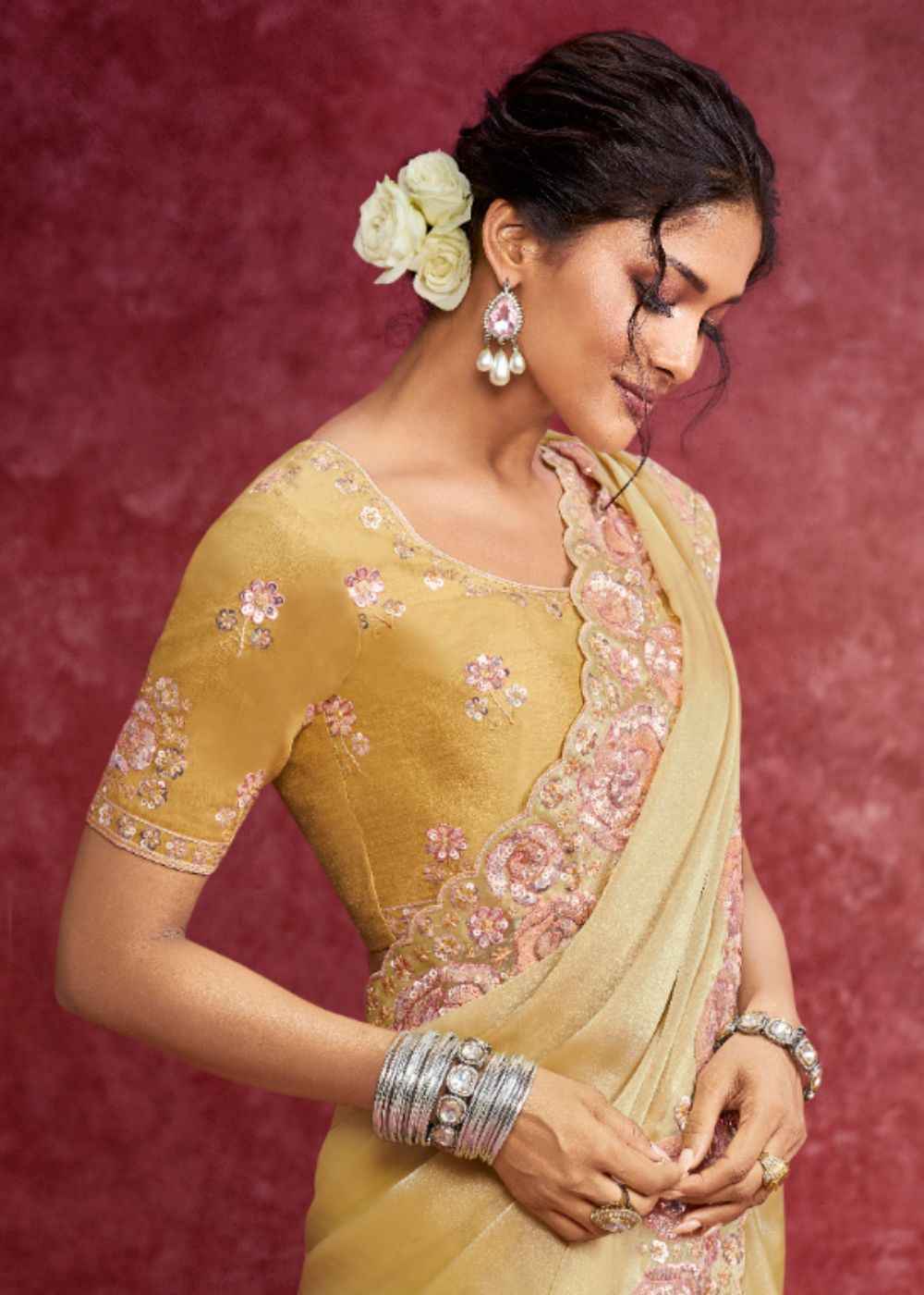 Sunbeam Lemon Galaxy Saree