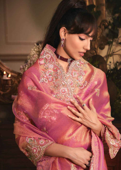 Pink Blossom Tissue Organza Saree