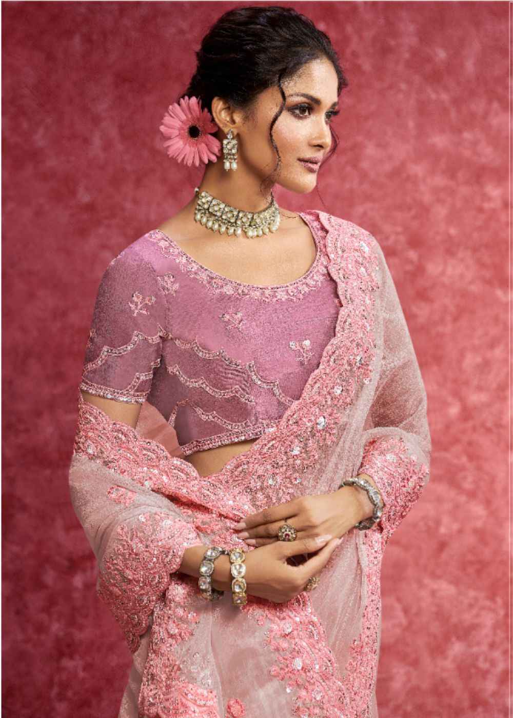 Baby Pink Pure Weave Saree