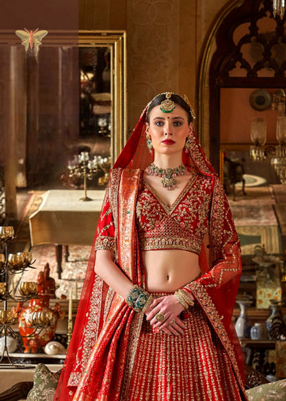 Sunset Ember Glow Double Dupatta Bridal Lehenga