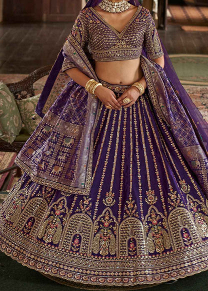 Royal Amethyst – Deep Purple Bridal Lehenga Set with Double Dupatta